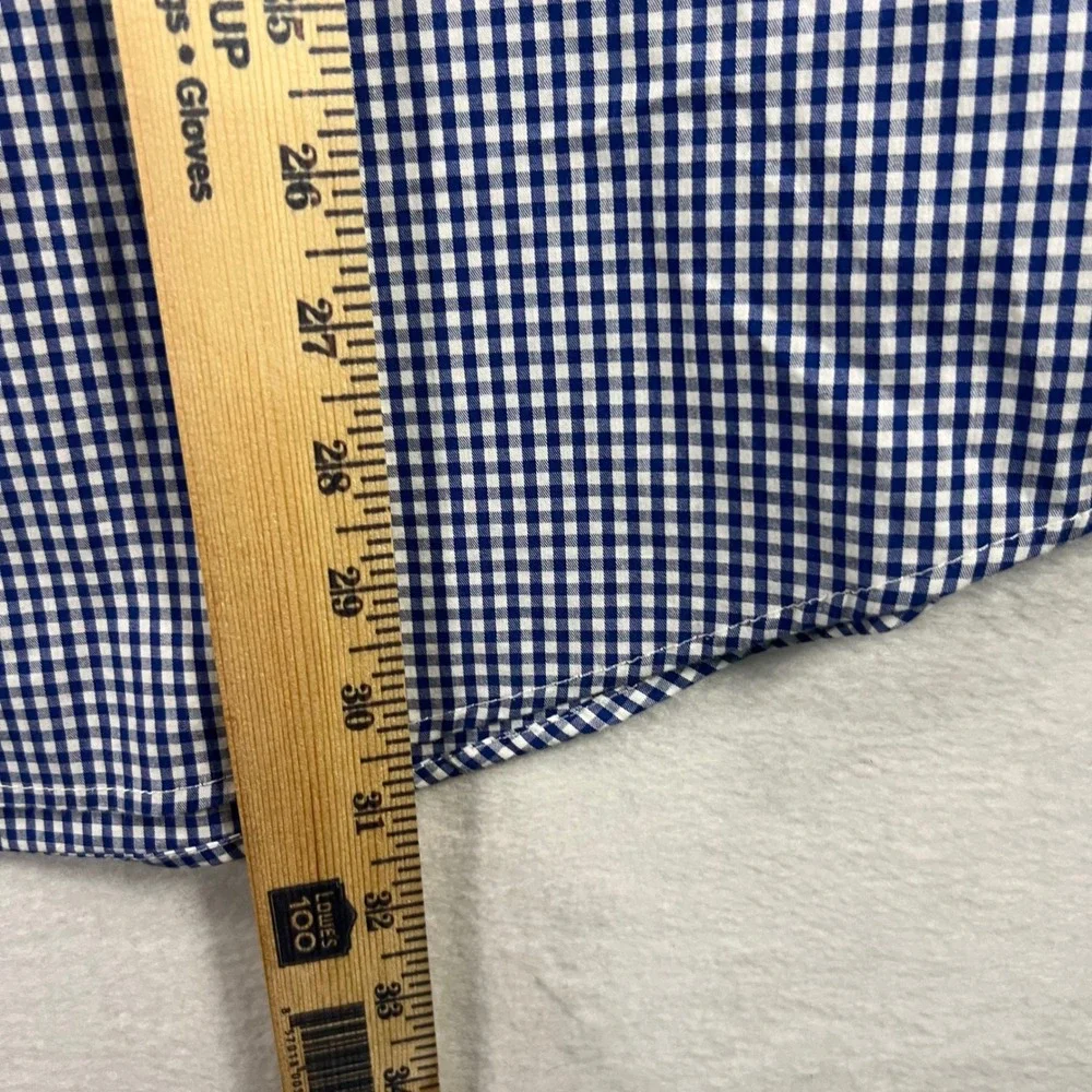 IZOD Mens Gingham Check Non Iron Stretch Button‎ Down Shirt XL Preppy
